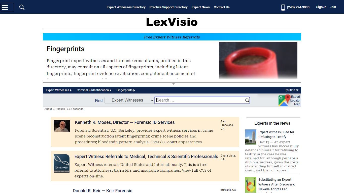 Fingerprints Expert Witnesses - LexVisio