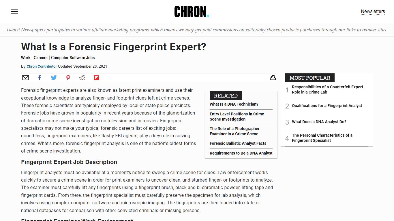 What Is a Forensic Fingerprint Expert? | Work - Chron.com